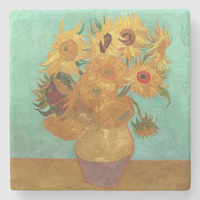 Vincent Van Gogh Twelve Sunflowers In A Vase Stone Coaster (Front)