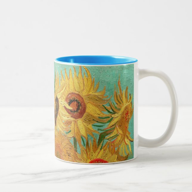 Vincent Van Gogh Twelve Sunflowers In A Vase Two-Tone Coffee Mug (Right)