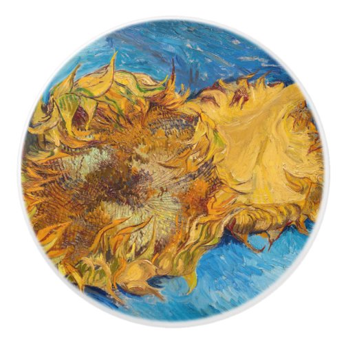 Vincent van Gogh _ Two Cut Sunflowers Ceramic Knob