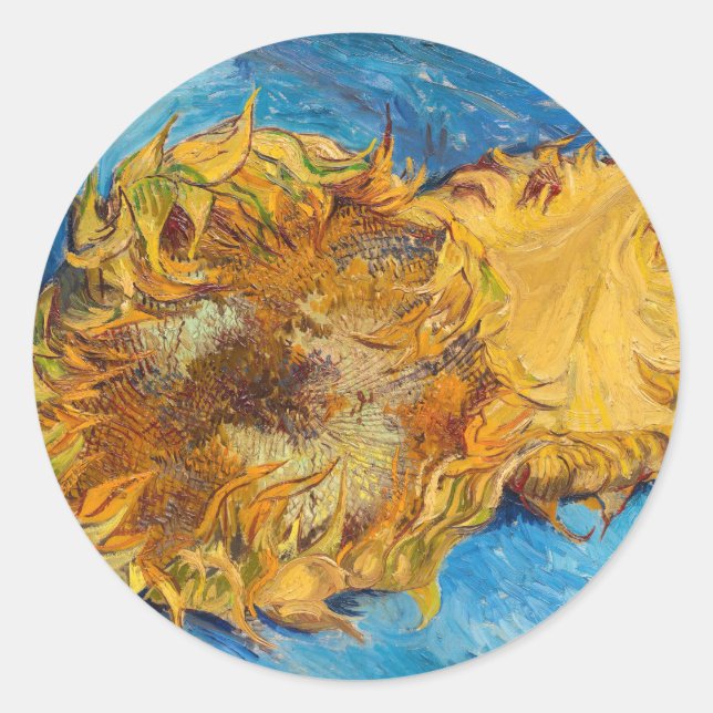 Vincent van Gogh - Two Cut Sunflowers Classic Round Sticker (Front)