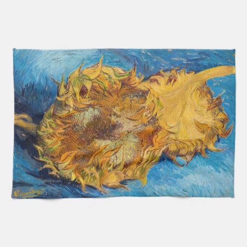 Vincent van Gogh _ Two Cut Sunflowers Kitchen Towel