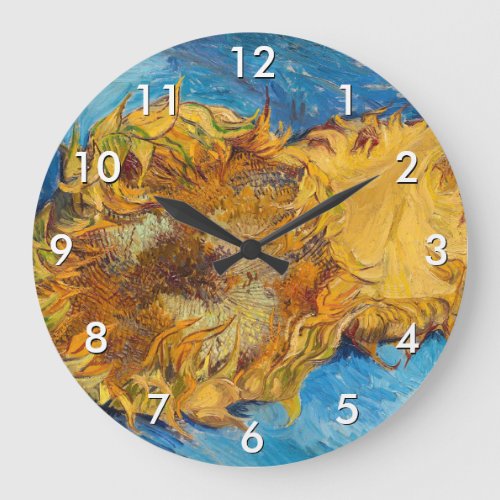 Vincent van Gogh _ Two Cut Sunflowers Large Clock