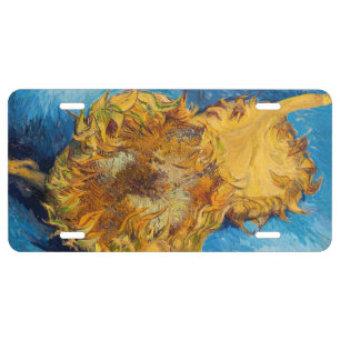 Vincent van Gogh - Two Cut Sunflowers License Plate