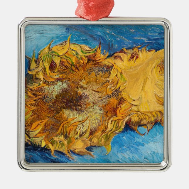 Vincent van Gogh - Two Cut Sunflowers Metal Ornament (Front)