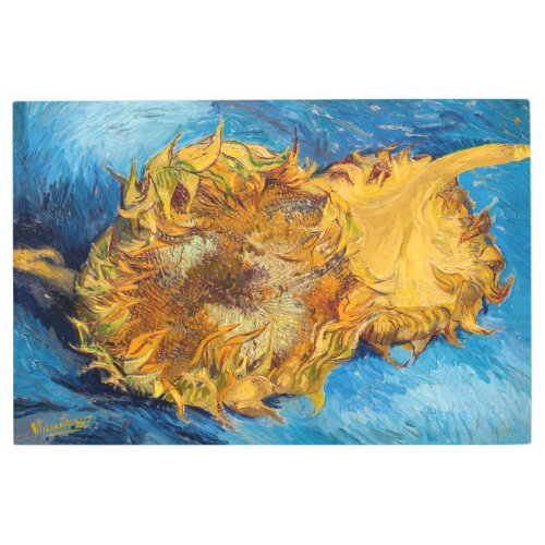 Vincent van Gogh _ Two Cut Sunflowers Metal Print