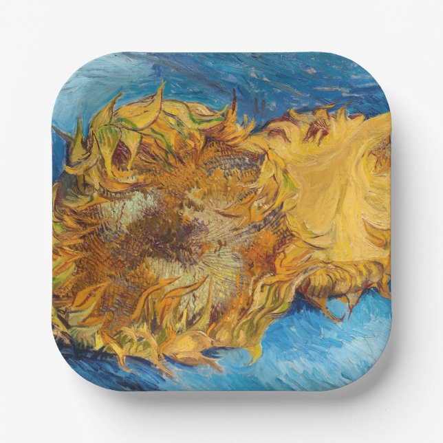 Vincent van Gogh - Two Cut Sunflowers Paper Plates (Front)
