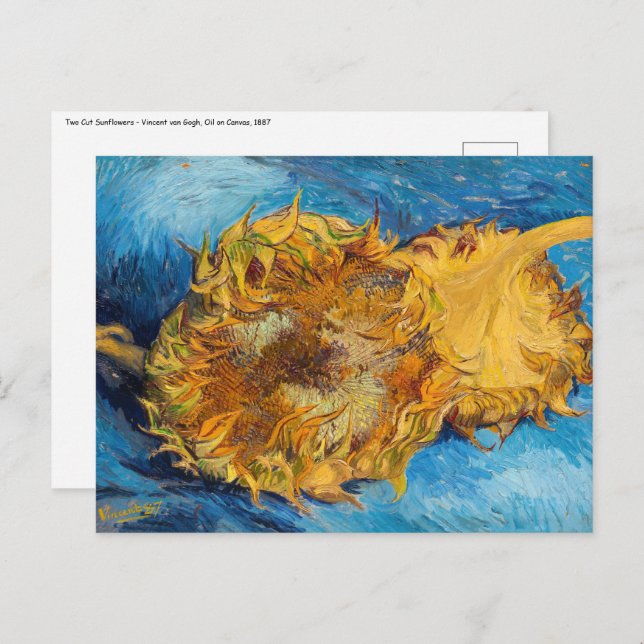 Vincent van Gogh - Two Cut Sunflowers Postcard (Front/Back)