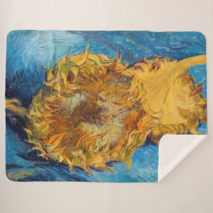 Vincent van Gogh - Two Cut Sunflowers Sherpa Blanket