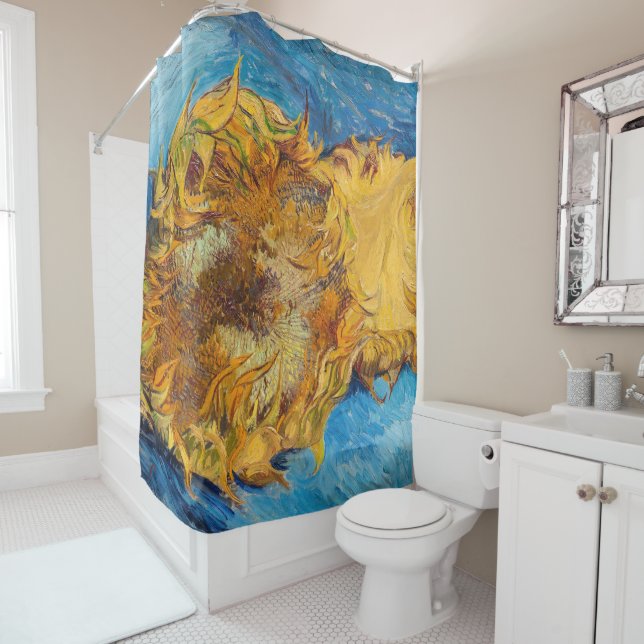 Vincent van Gogh - Two Cut Sunflowers Shower Curtain (In Situ)