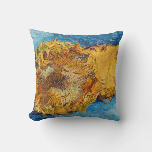 Vincent van Gogh - Two Cut Sunflowers Throw Pillow (Front)