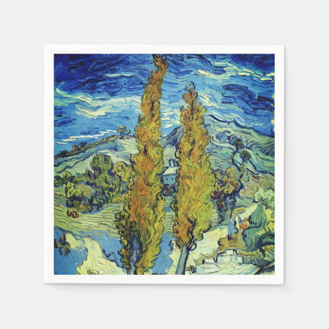 Vincent Van Gogh Two Poplars at Saint-Rémy Napkins (Front)