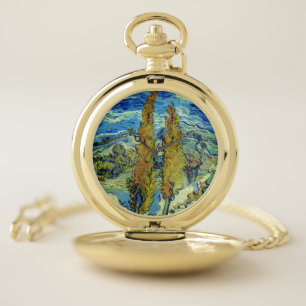 Vincent Van Gogh Two Poplars at Saint-Rémy Pocket Watch