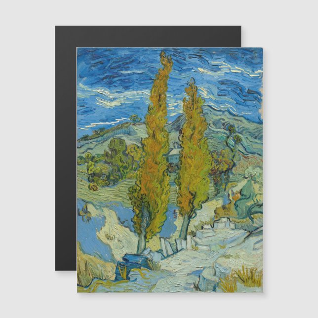 Vincent Van Gogh, Two Poplars in The Alpilles Magnetic Invitation (Front/Back)