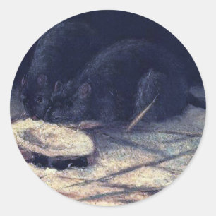 Vincent Van Gogh - Two Rats - Rat Lover Fine Art Classic Round Sticker