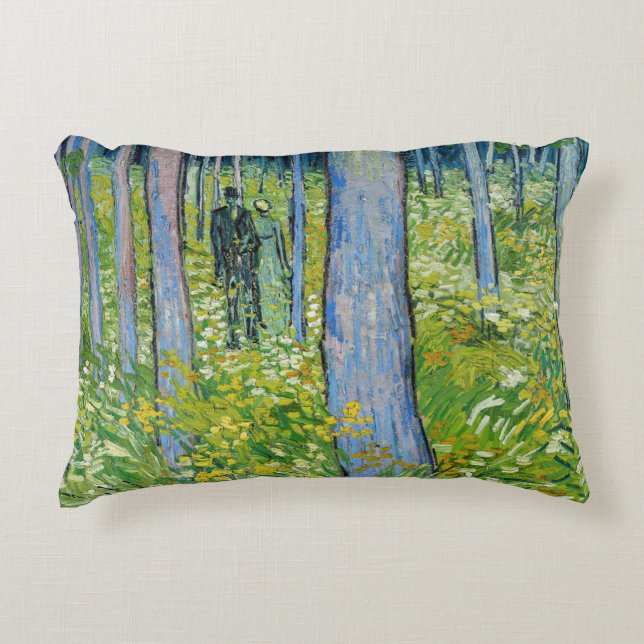 Vincent van Gogh - Undergrowth with Two Figures Accent Pillow (Front)