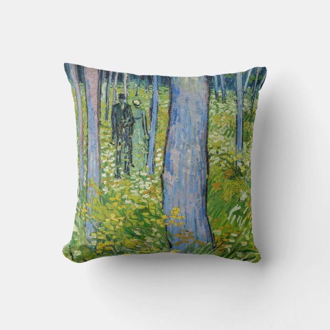 Vincent van Gogh - Undergrowth with Two Figures Throw Pillow (Front)