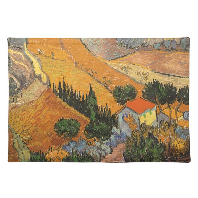 Vincent van Gogh - Valley with Plowman Cloth Placemat (Front)