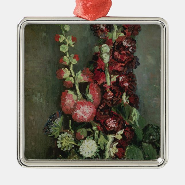 Vincent van Gogh | Vase of Hollyhocks, 1886 Metal Ornament (Front)