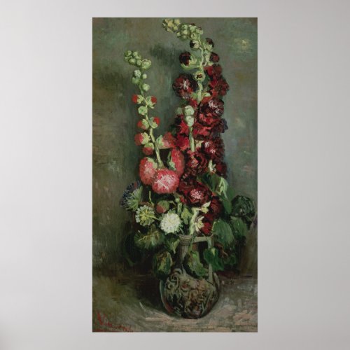 Vincent van Gogh  Vase of Hollyhocks 1886 Poster