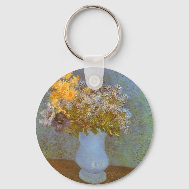 Vincent van Gogh Vase of Lilacs, Daisies, Anemones Keychain (Front)
