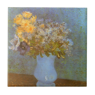Vincent van Gogh Vase of Lilacs, Daisies, Anemones Tile