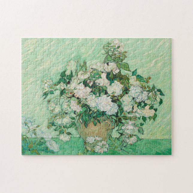 Vincent Van Gogh, Vase of Roses, Roses In The Vase Jigsaw Puzzle (Horizontal)