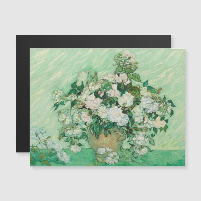 Vincent Van Gogh, Vase of Roses, Roses In The Vase Magnetic Invitation (Front/Back)