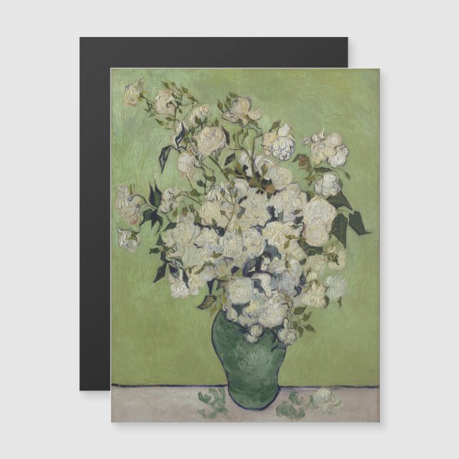 Vincent Van Gogh, Vase of Roses, Roses In The Vase Magnetic Invitation (Front/Back)