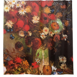 Vincent Van Gogh Vase Poppies Cornflowers Peonies Shower Curtain