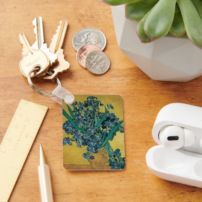 Vincent van Gogh - Vase w Irises Yellow Background Keychain (Desk)