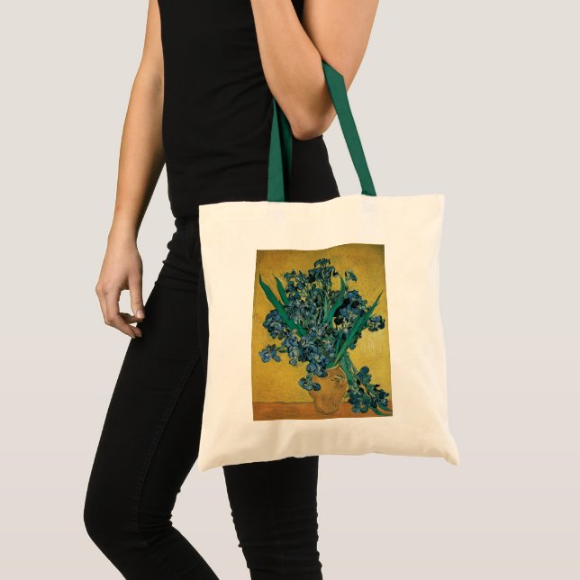 Vincent van Gogh - Vase w Irises Yellow Background Tote Bag (Front (Product))