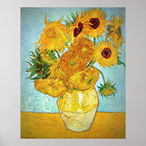 Vincent van Gogh _ Vase with 12 Sunflowers Poster