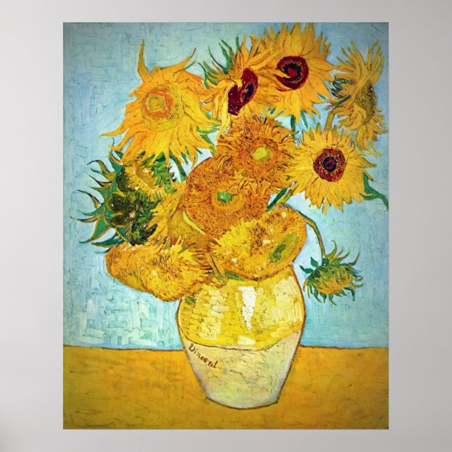 Vincent van Gogh - Vase with 12 Sunflowers Poster (Front)