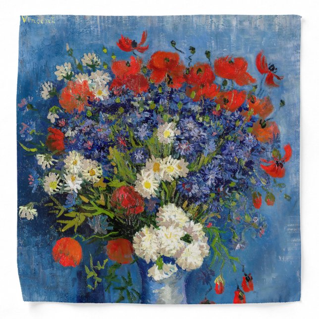 Vincent van Gogh - Vase with Cornflowers & Poppies Bandana (Front)