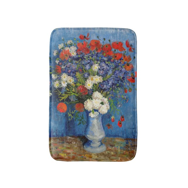 Vincent van Gogh - Vase with Cornflowers & Poppies Bath Mat (Front Vertical)