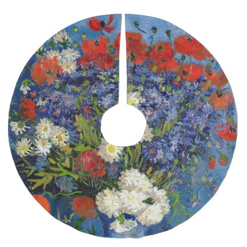 Vincent van Gogh _ Vase with Cornflowers  Poppies Brushed Polyester Tree Skirt