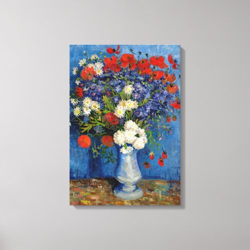 Vincent van Gogh _ Vase with Cornflowers  Poppies Canvas Print