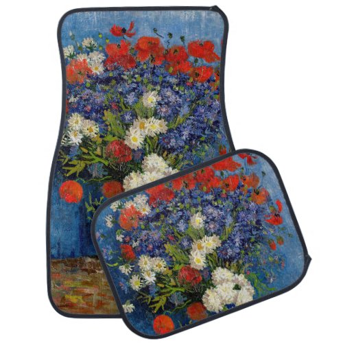 Vincent van Gogh _ Vase with Cornflowers  Poppies Car Floor Mat