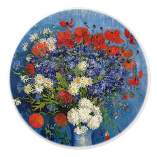 Vincent van Gogh _ Vase with Cornflowers  Poppies Ceramic Knob