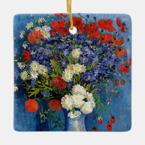 Vincent van Gogh _ Vase with Cornflowers  Poppies Ceramic Ornament