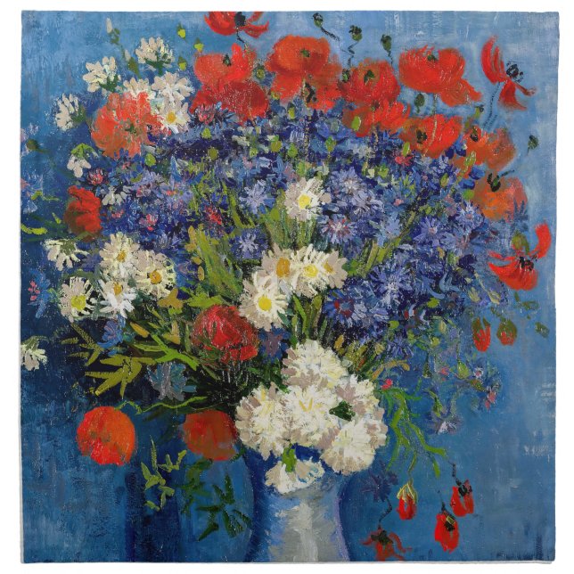 Vincent van Gogh - Vase with Cornflowers & Poppies Cloth Napkin (Front)