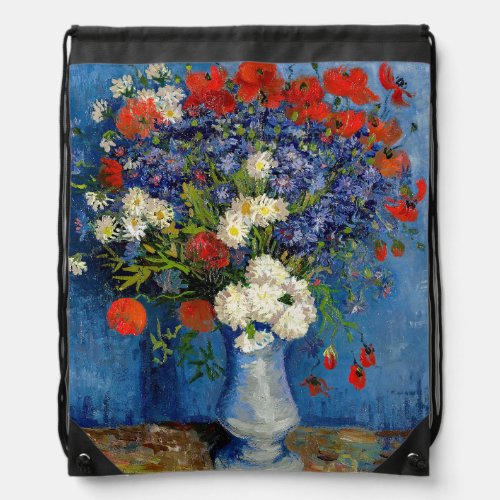 Vincent van Gogh _ Vase with Cornflowers  Poppies Drawstring Bag