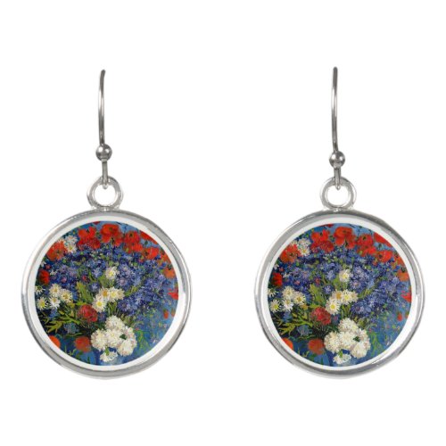 Vincent van Gogh _ Vase with Cornflowers  Poppies Earrings