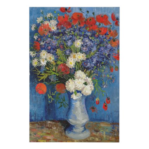 Vincent van Gogh _ Vase with Cornflowers  Poppies Faux Canvas Print