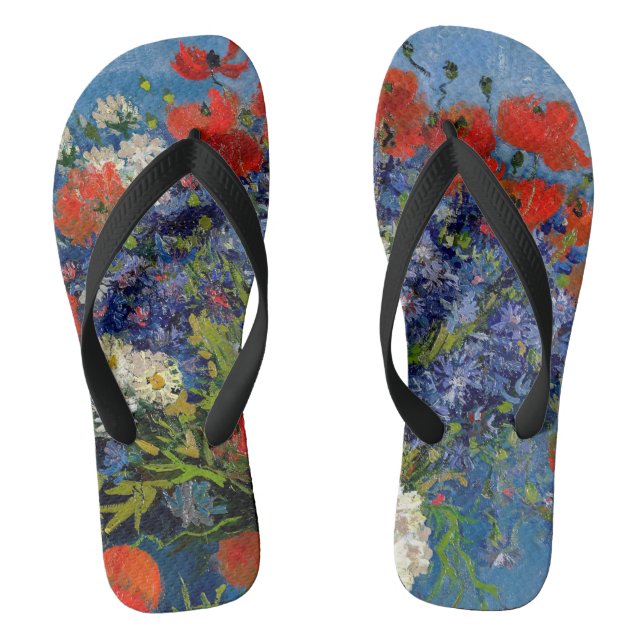 Vincent van Gogh - Vase with Cornflowers & Poppies Flip Flops (Footbed)