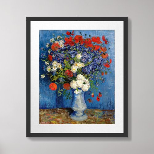 Vincent van Gogh _ Vase with Cornflowers  Poppies Framed Art