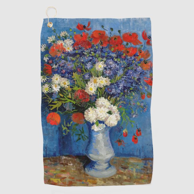 Vincent van Gogh - Vase with Cornflowers & Poppies Golf Towel (Front)