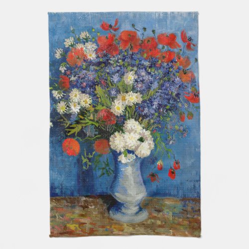 Vincent van Gogh _ Vase with Cornflowers  Poppies Kitchen Towel