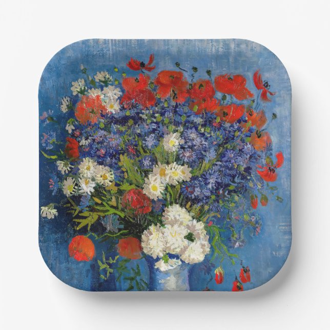 Vincent van Gogh - Vase with Cornflowers & Poppies Paper Plates (Front)