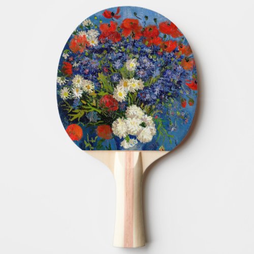 Vincent van Gogh _ Vase with Cornflowers  Poppies Ping Pong Paddle